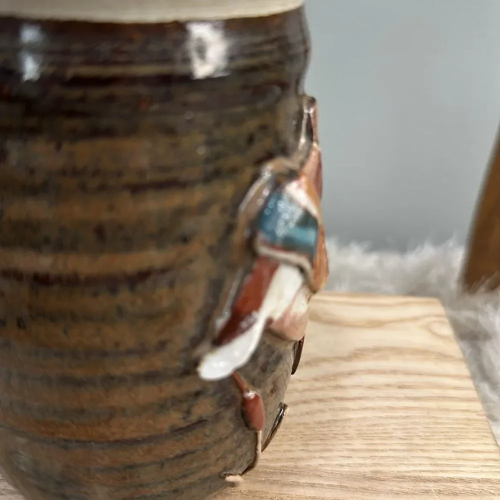 Handmade Mallard & Cattails Pottery Stoneware Coffee Tea Mug‎ Artist Stamped